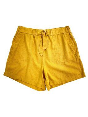 Jules & Leopold Linen Blend Pull-On Shorts Mustard Yellow Size Small NWT Pockets